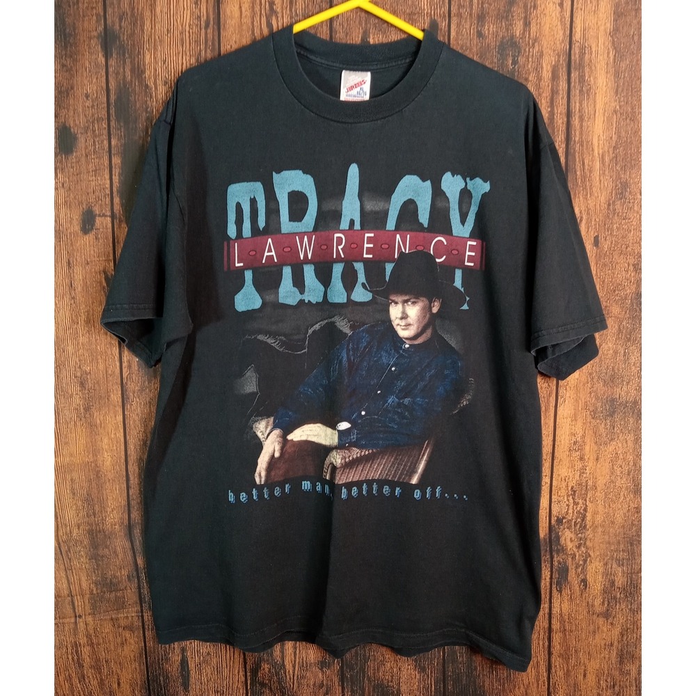 Vintage 1997 Tracy Lawrence The Coast Is Clear Tour T-Shirt XL Jerzees Black